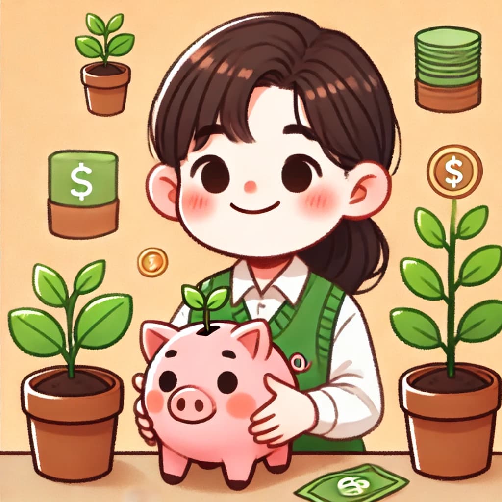 식물이 자라나듯 돈이 자라나는 모습을 보여주는 이미지