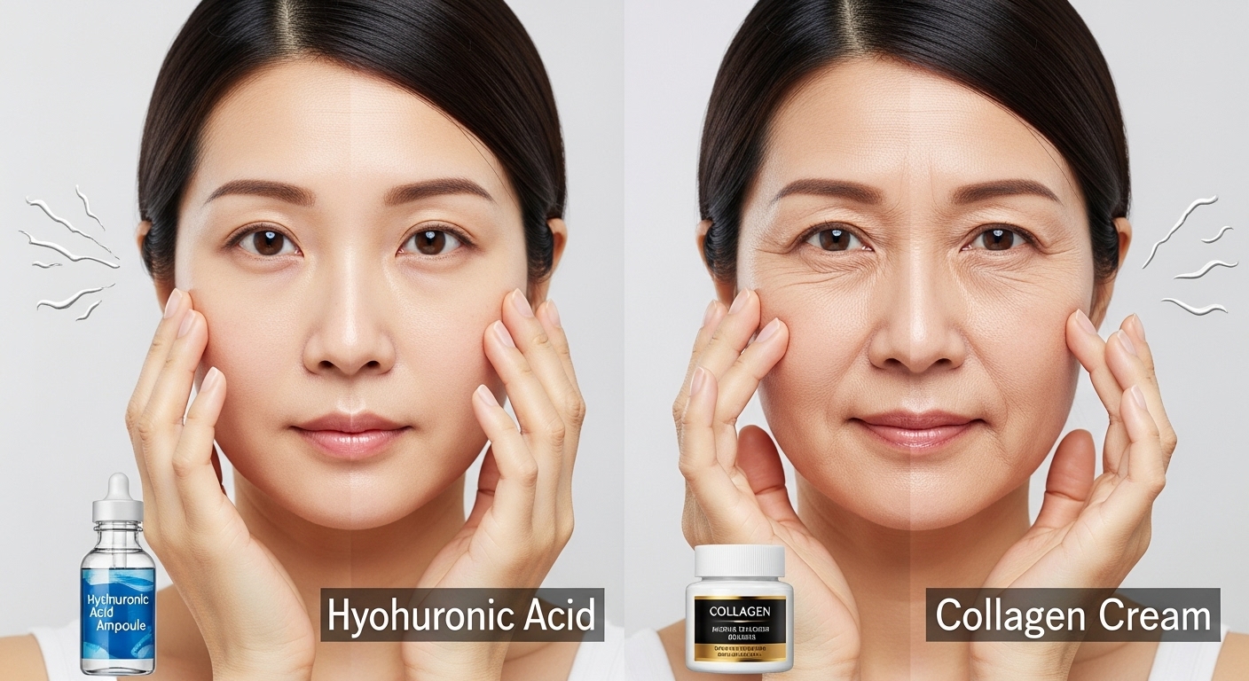 피부가 건조할때는 히알루론산. 탄력과 주름에는 콜라겐크림