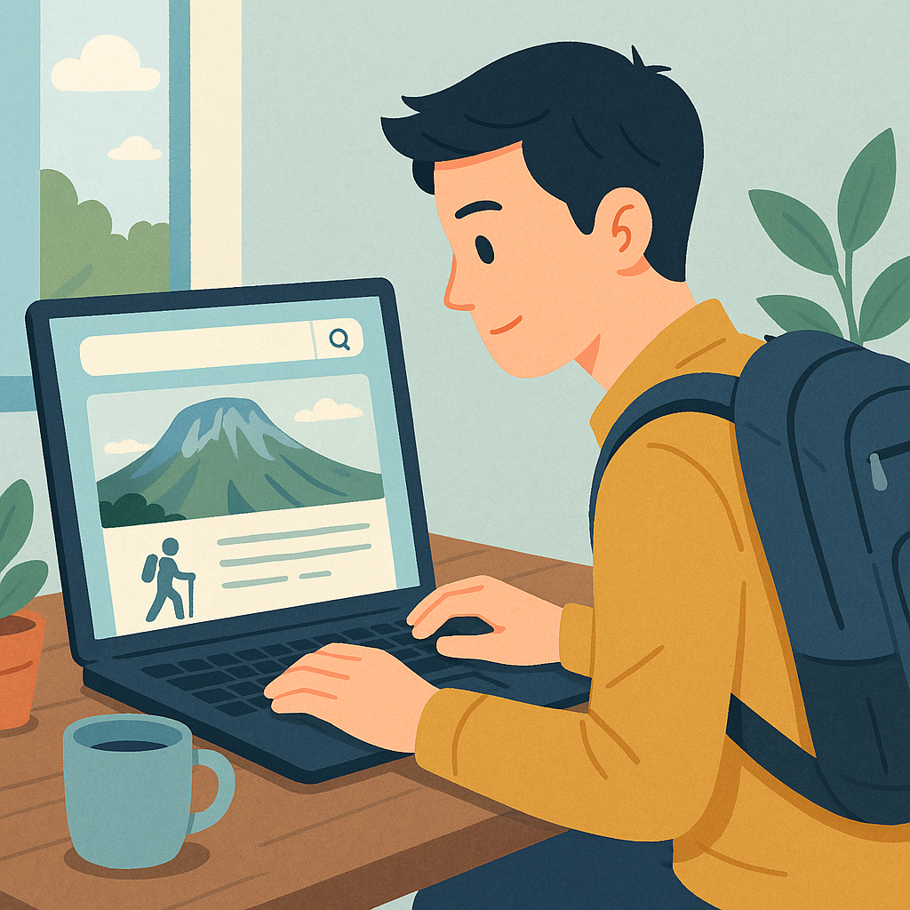 탐방예약하기 위해 노트북으로 조사하는 나의 모습