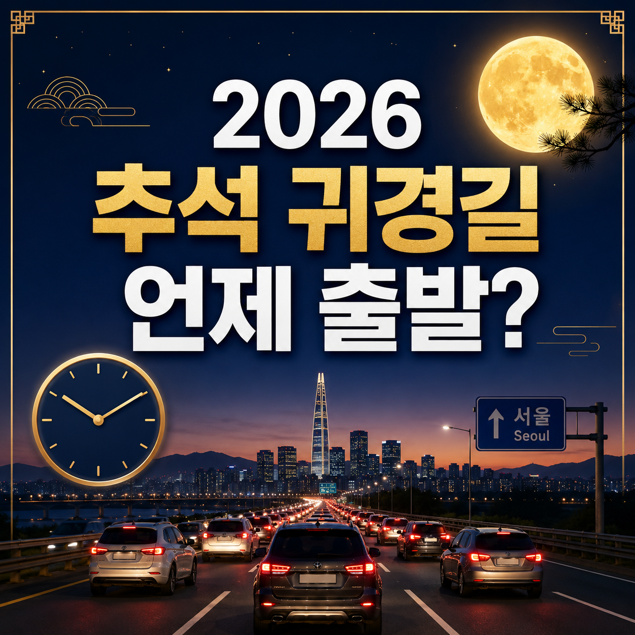 2026 추석 귀경길 교통상황과 서울 방향 출발시간을 확인하는 안내 이미지
