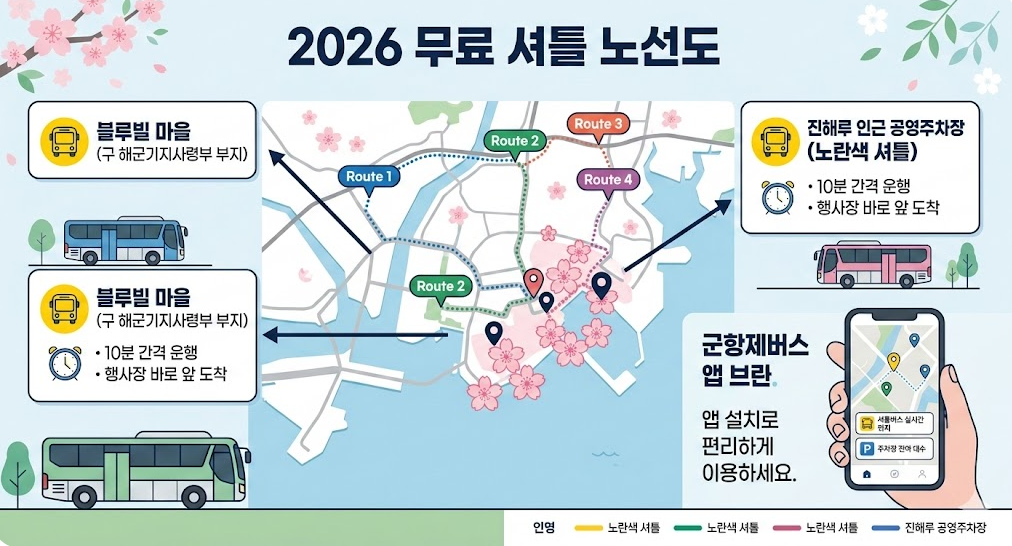 진해군항제 무료 셔틀 노선도