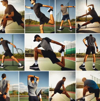 테니스 운동 전/후 각종 스트레칭 이미지