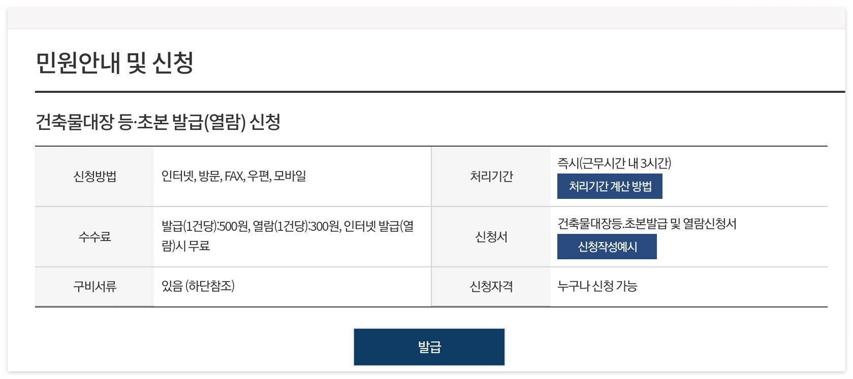 건축물대장 열람, 인터넷발급