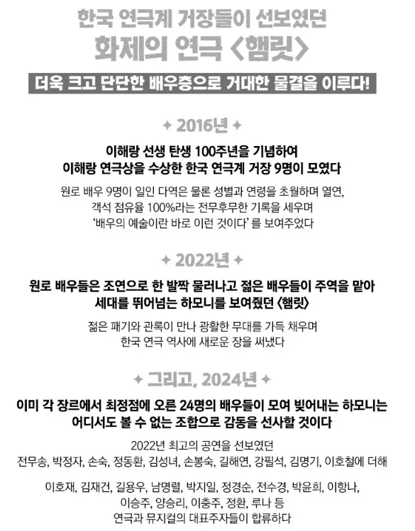 연극 햄릿 캐스팅 일정 할인 예매 팁 4