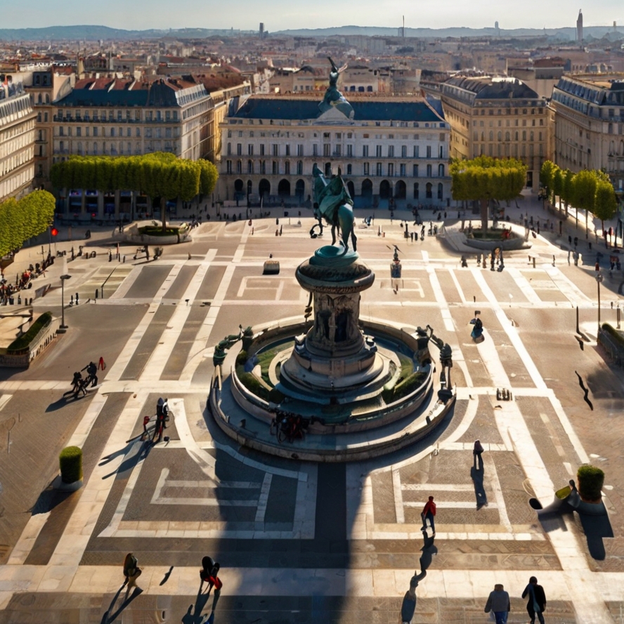 리옹 추천 명소 벨쿠르 광장을 묘사한 이미지