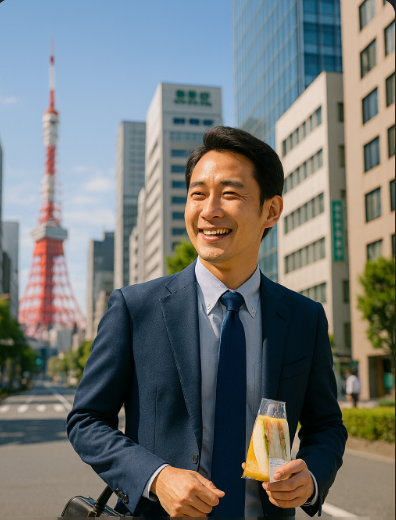 일본에서 안정적으로 취업하여 회사에 출근하는 모습입니다.