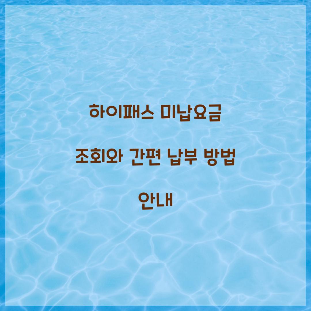 하이패스 미납요금