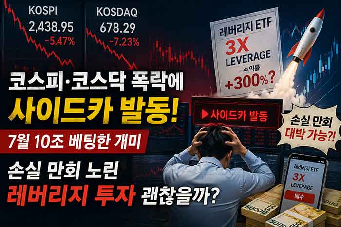 코스피, 코스닥 폭락에 사이트카 발동으로 힘들어하는 모습