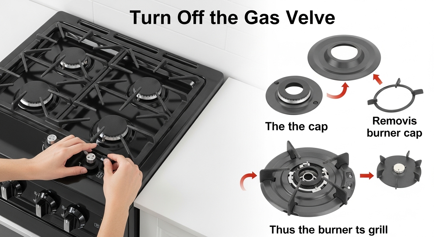 버너 캡과 그릴 등 분리 가능한 부품은 미리 분리