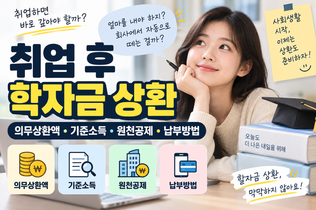취업 후 학자금 상환|의무상환액·기준소득·원천공제·납부방법