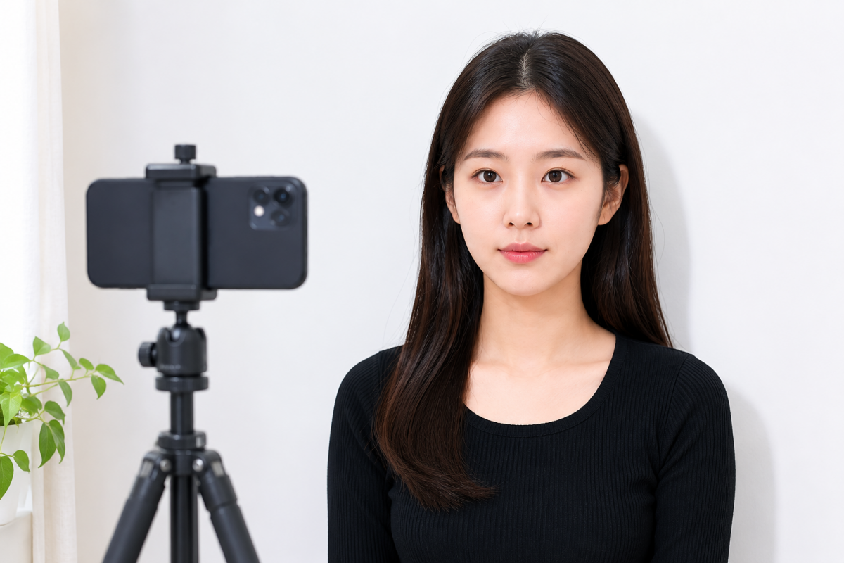 스마트폰을 이용한 여권 사진 셀프 촬영 예시