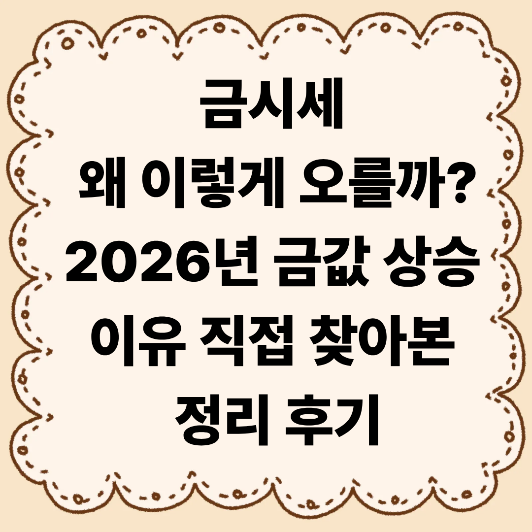 금시세 왜 이렇게 오를까? 2026년 금값 상승 이유 직접 찾아본 정리 후기