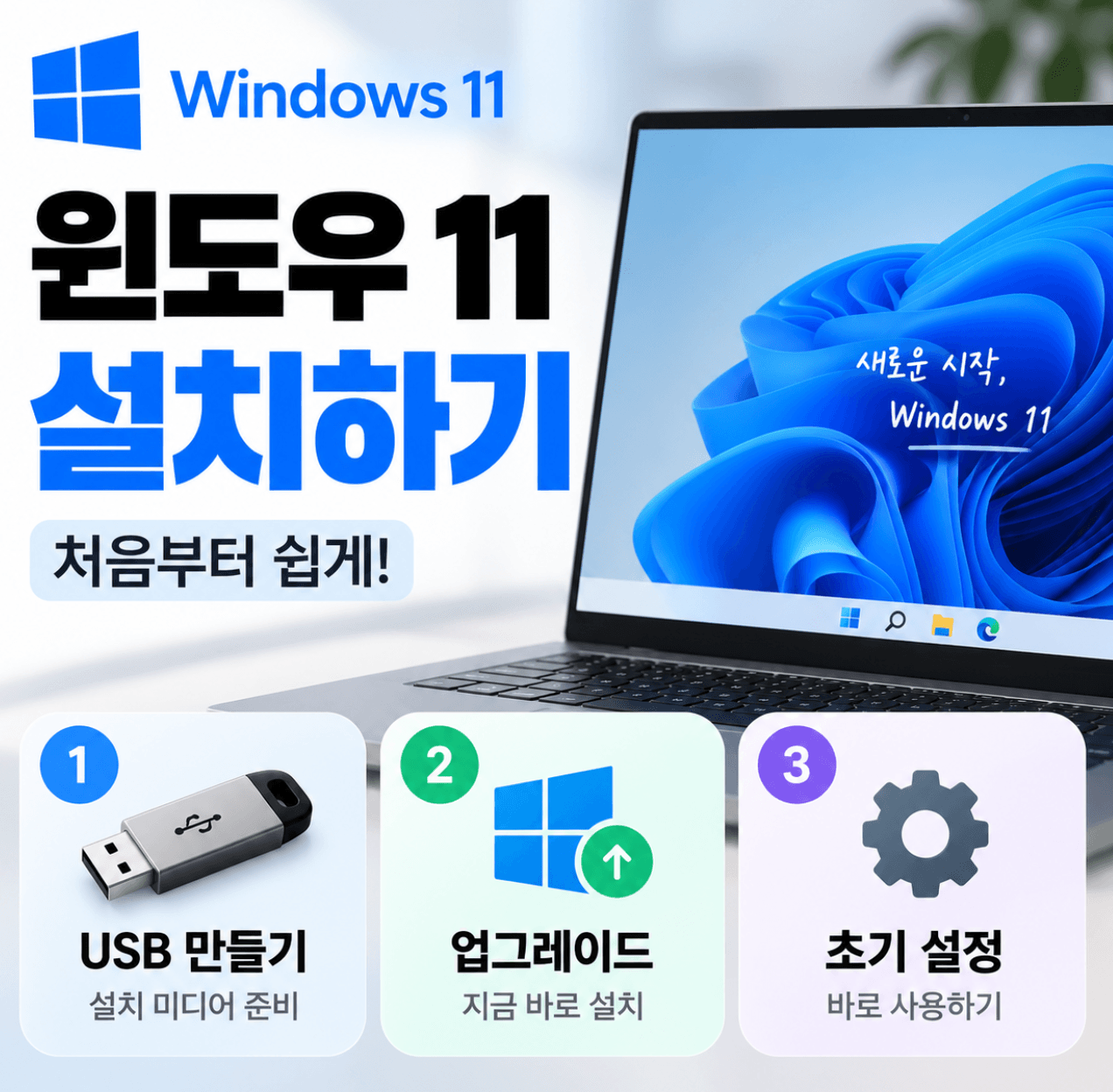 윈도우11 설치 (USB 만들기, 업그레이드, 초기 설정)