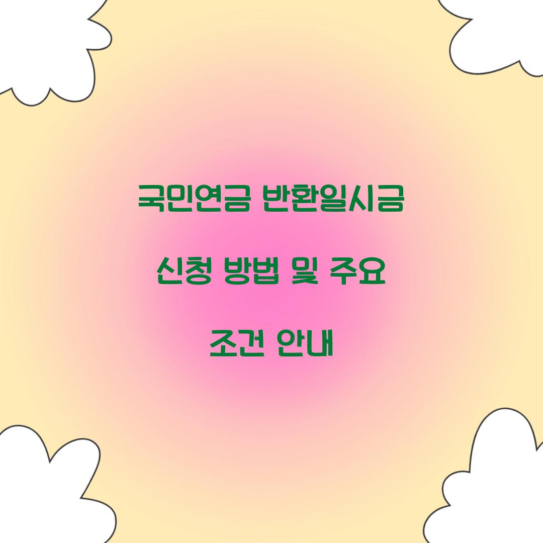 국민연금 반환일시금 신청