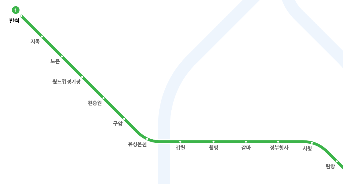 대전 지하철 노선도 크게 보기