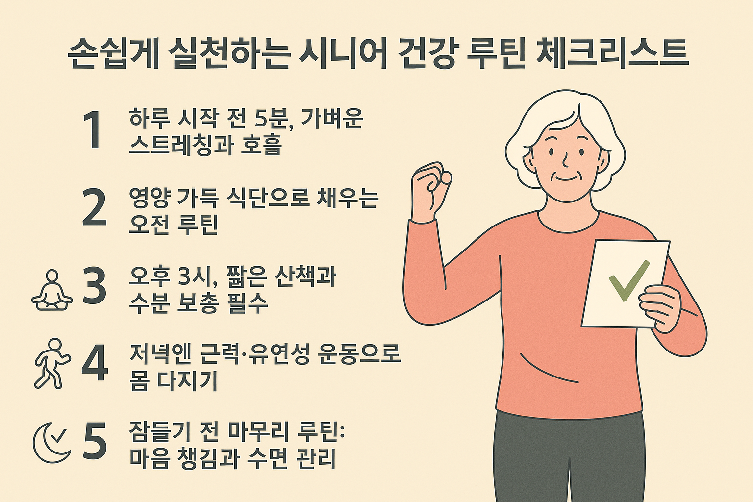 손쉽게 실천하는 시니어 건강 루틴 체크리스트