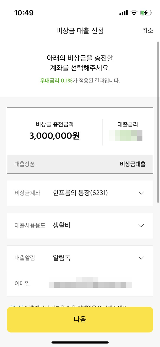 카카오뱅크 비상금대출 조건, 금리