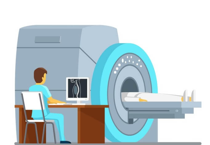 MRI 촬영 중인 모습