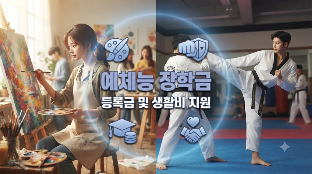 미술하는 대학생과 태권도 하는 대학생 등 예체능 전공 대학생들의 모습