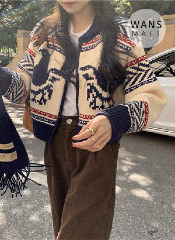 완스몰 무야 노르딕 집업 크롭 가디건 - cd6490 가디건