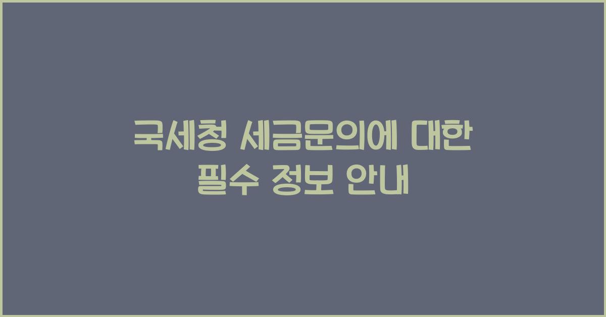국세청 세금문의