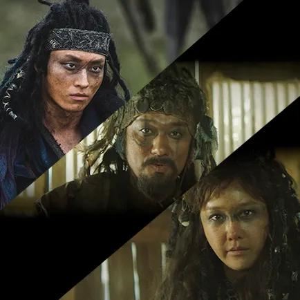 얼굴에 검은 문신을 하고 있는 30대 남성 마강과 50대 중년 고핀, 30대 여성 세타