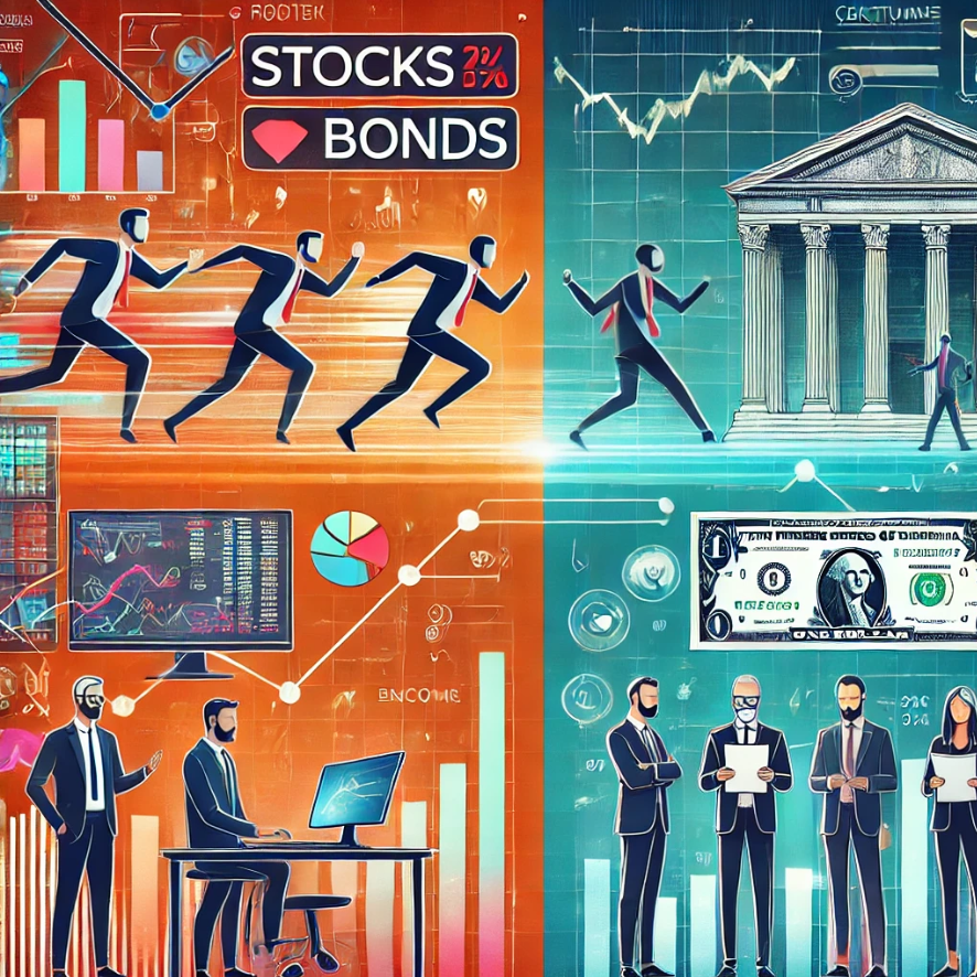 주식과 채권을 표현한 그림