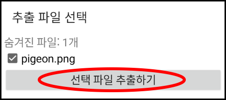 선택 파일 추출하기 버튼