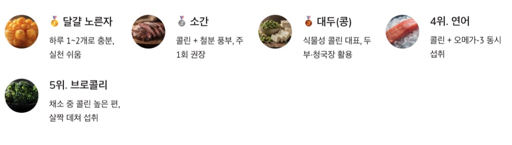 콜린 많은 음식들