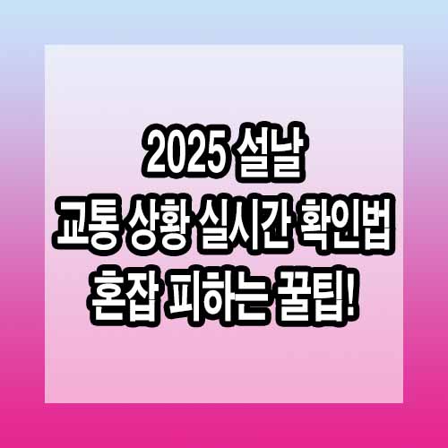 2025 설날 교통 상황 실시간 확인법 - 혼잡 피하는 꿀팁!