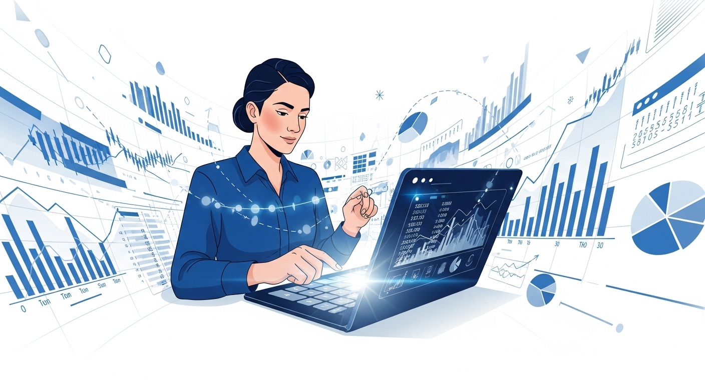 실업급여 수급액을 계산하는 사람, 재정적 안정을 상징하는 그래프와 숫자들