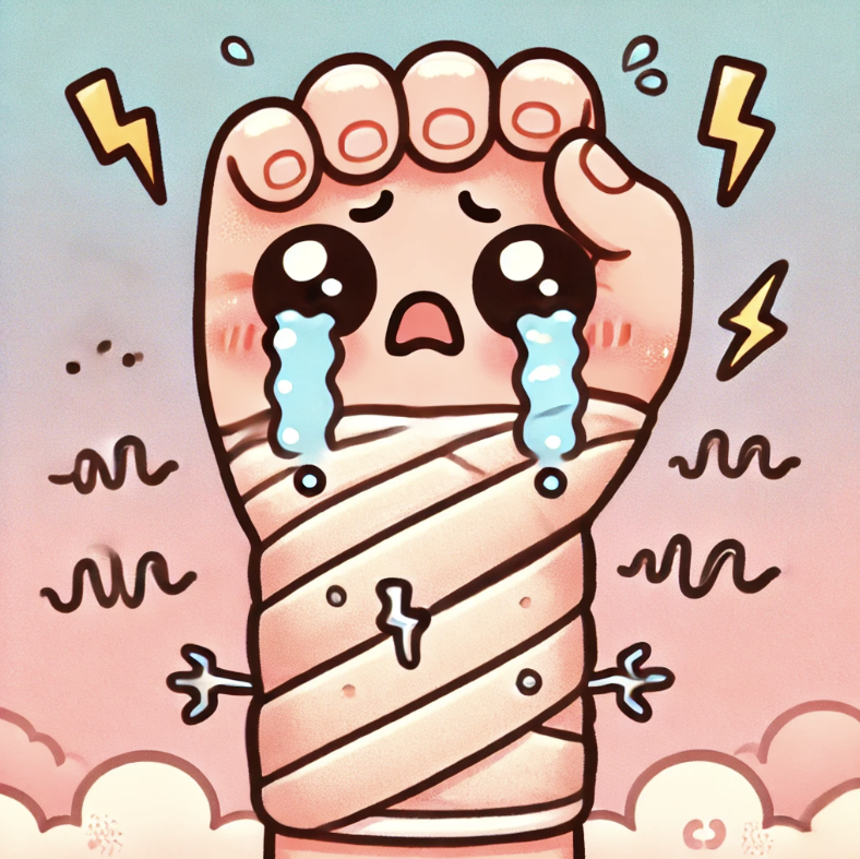 손목 통증을 표현한 사진