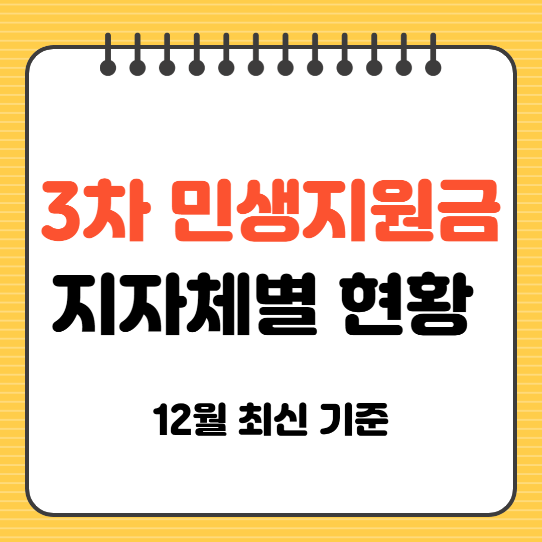 3차 민생지원금 지자체별 현황 12월 최신 기준