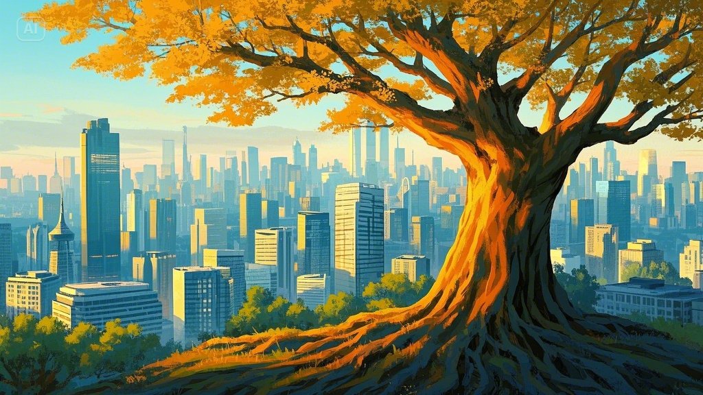 도시 위에 세워진 나무