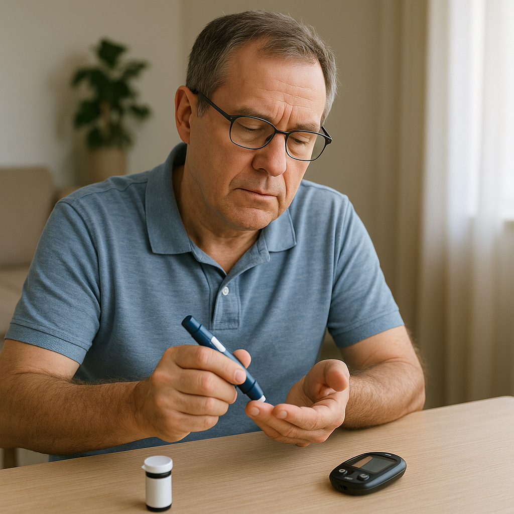 당뇨를 관리하고 있는 중년