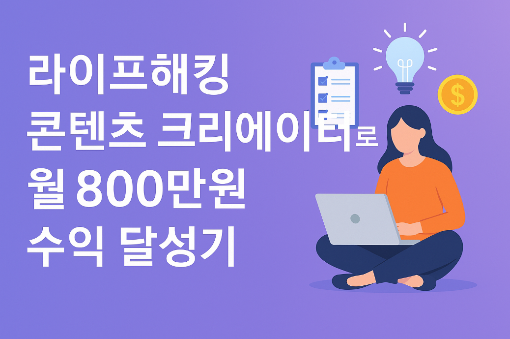라이프해킹 콘텐츠 크리에이터로 월 800만원 수익 달성기