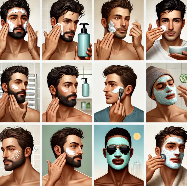 남성 피부관리하는 사진