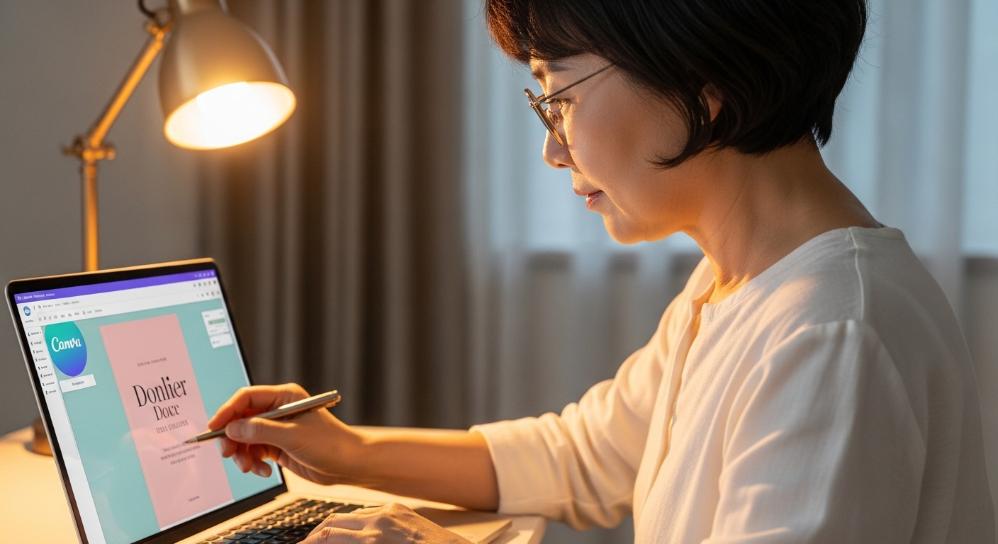 전자책 표지를 제작하는 모습