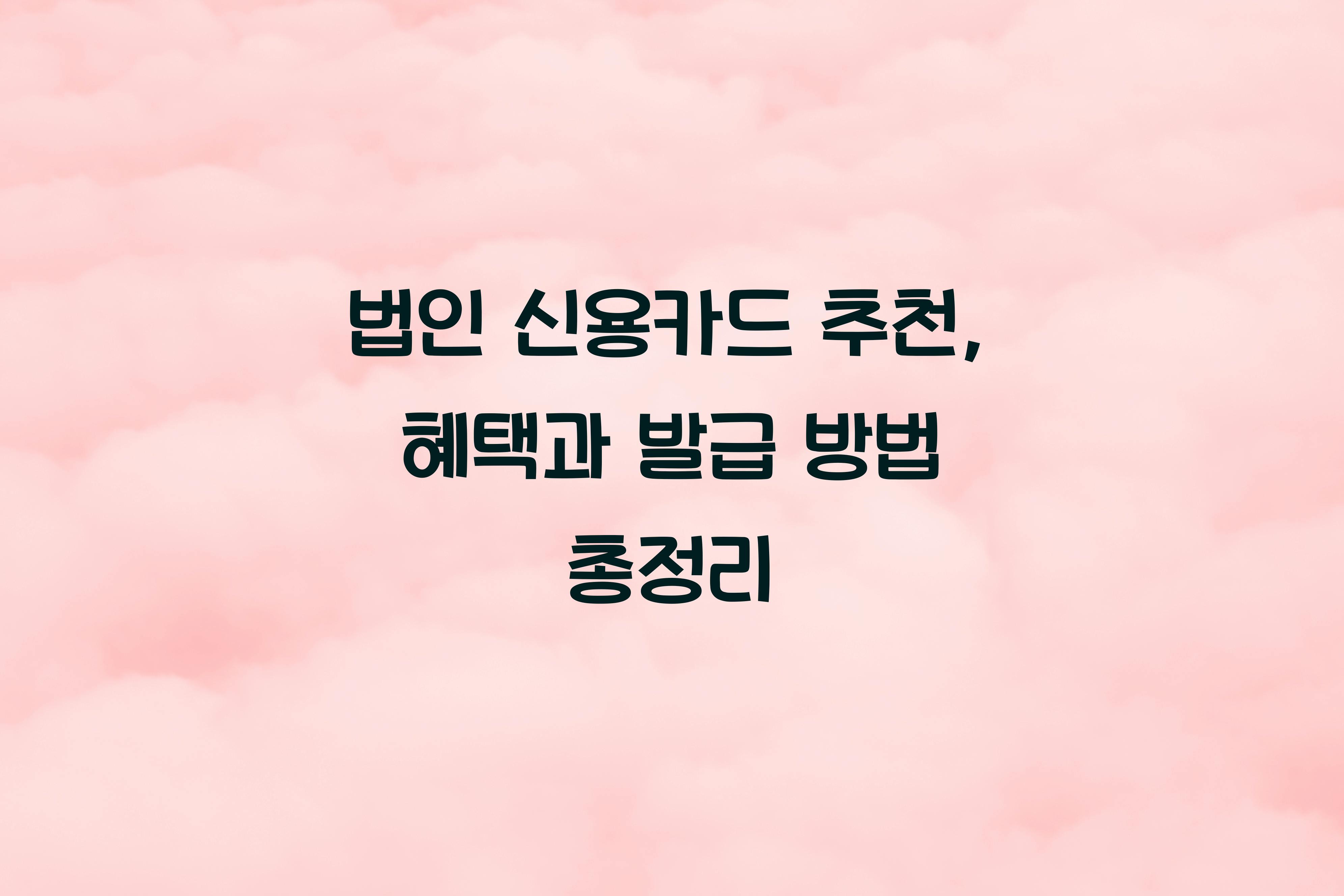 법인 신용카드 추천