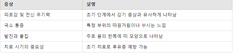 대상포진 초기 증상 요약