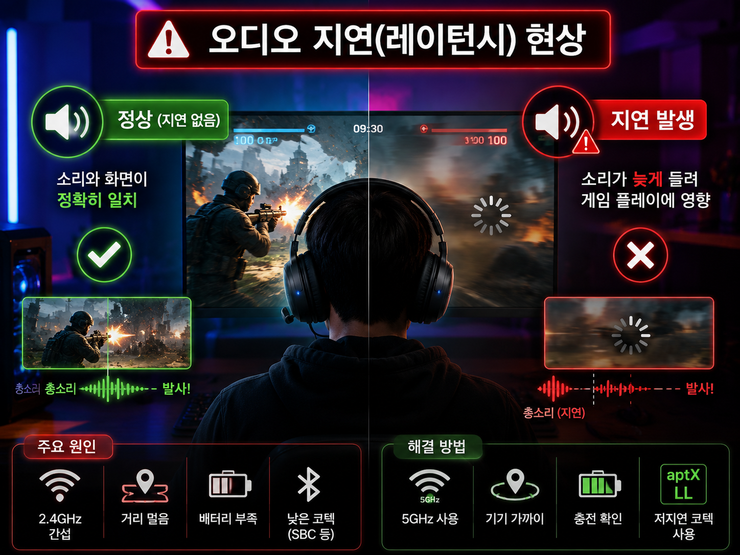 무선 헤드셋 오디오 지연(레이턴시) 현상 해결방법 총정리