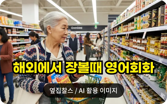 해외 마트에서 장 보는 한국 할머니