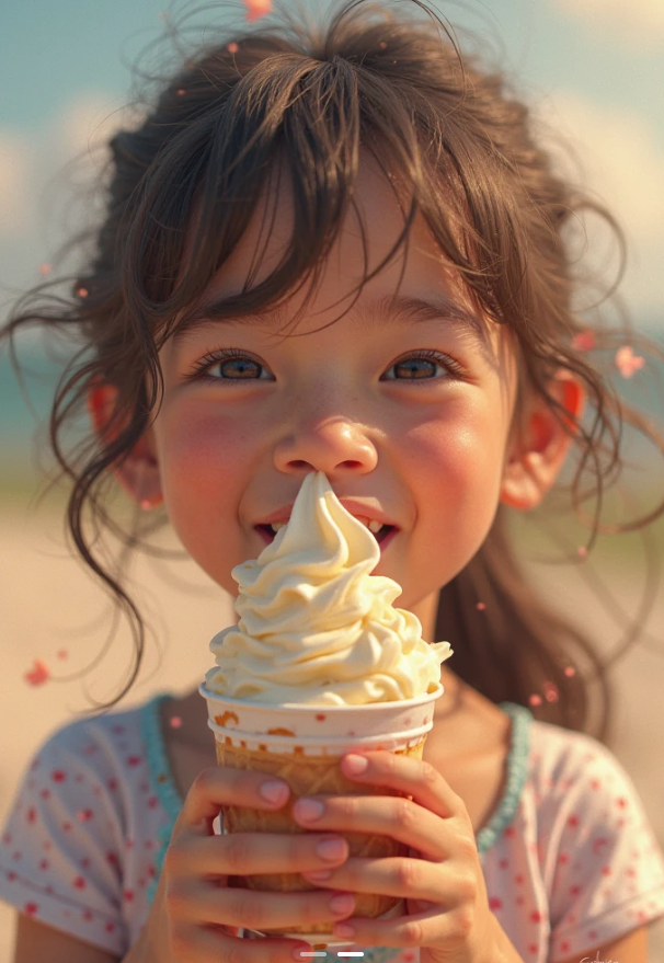 아이스크림 먹는 소녀