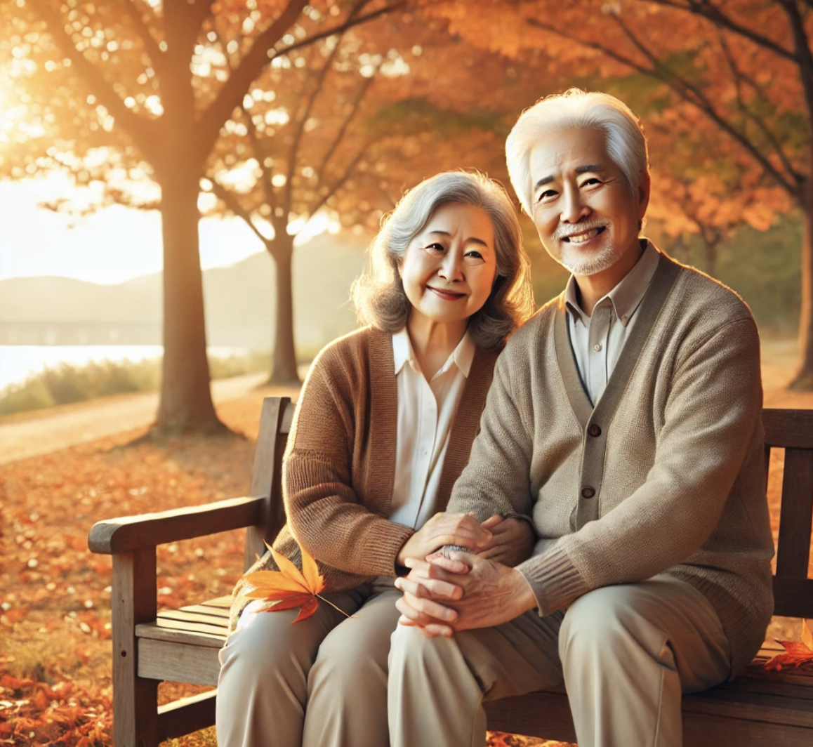 노년기에 접어든 노인 부부 사진