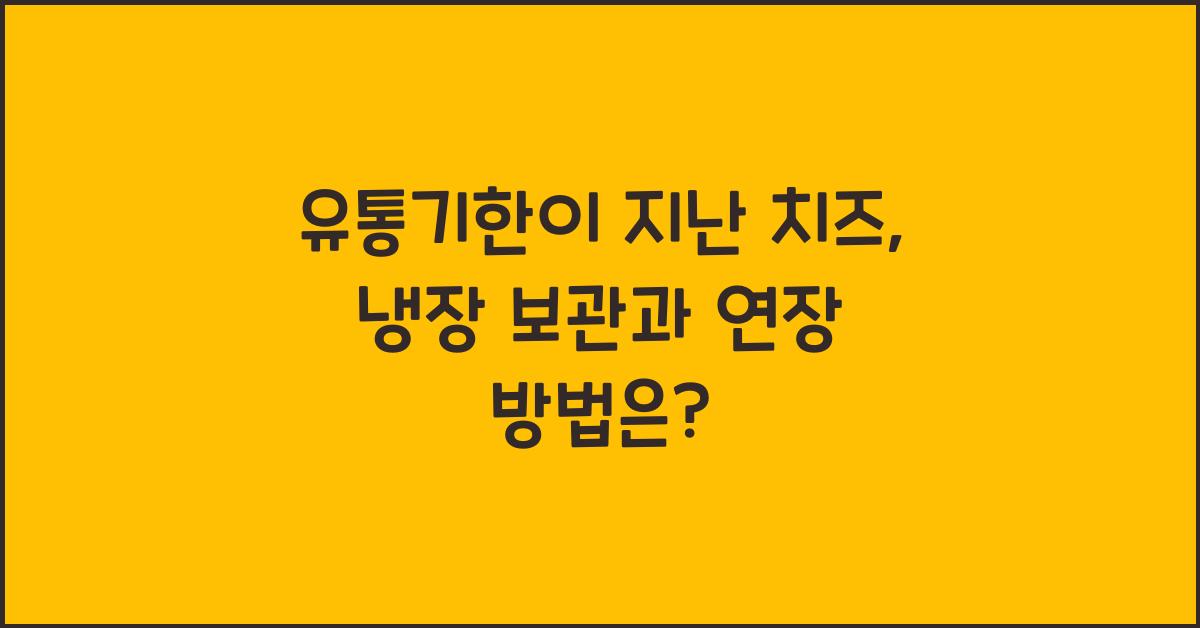 유통기한이 지난 치즈, 냉장 보관과 유통기한 연장 방법
