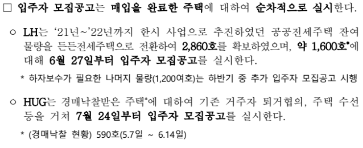 든든전세주택 신청방법 및 모집일정