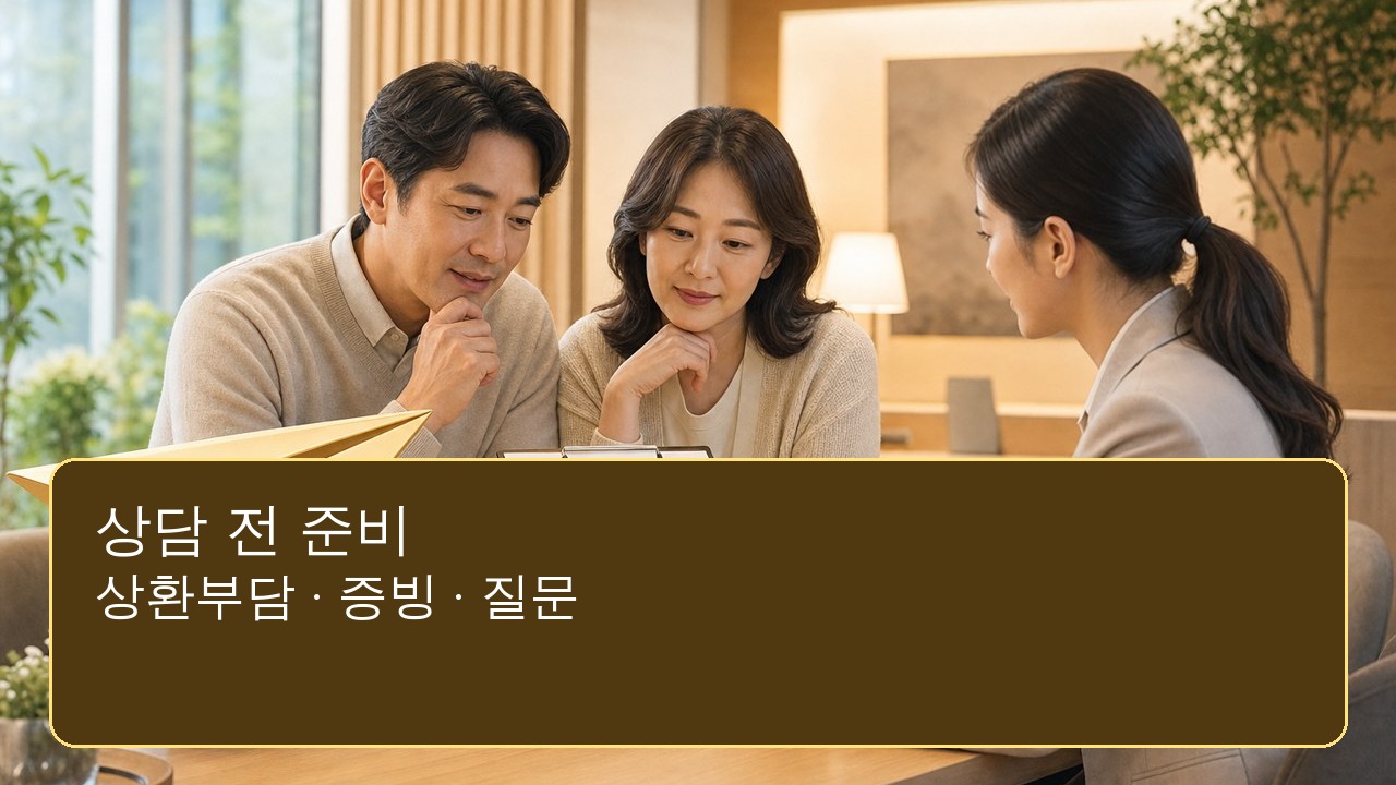 대출 금리 상담 전 질문 목록과 상환계획을 점검하는 금융상담 장면