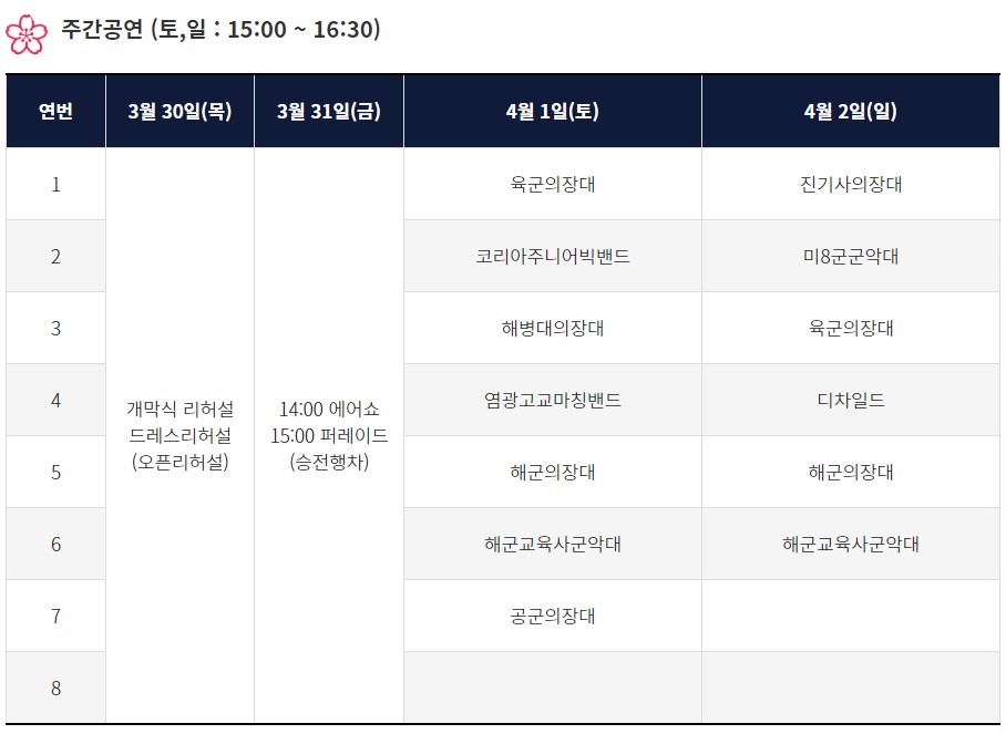 2023군악의장페스티벌 일정표