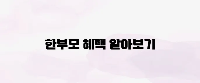 한부모가정 지원혜택 안내