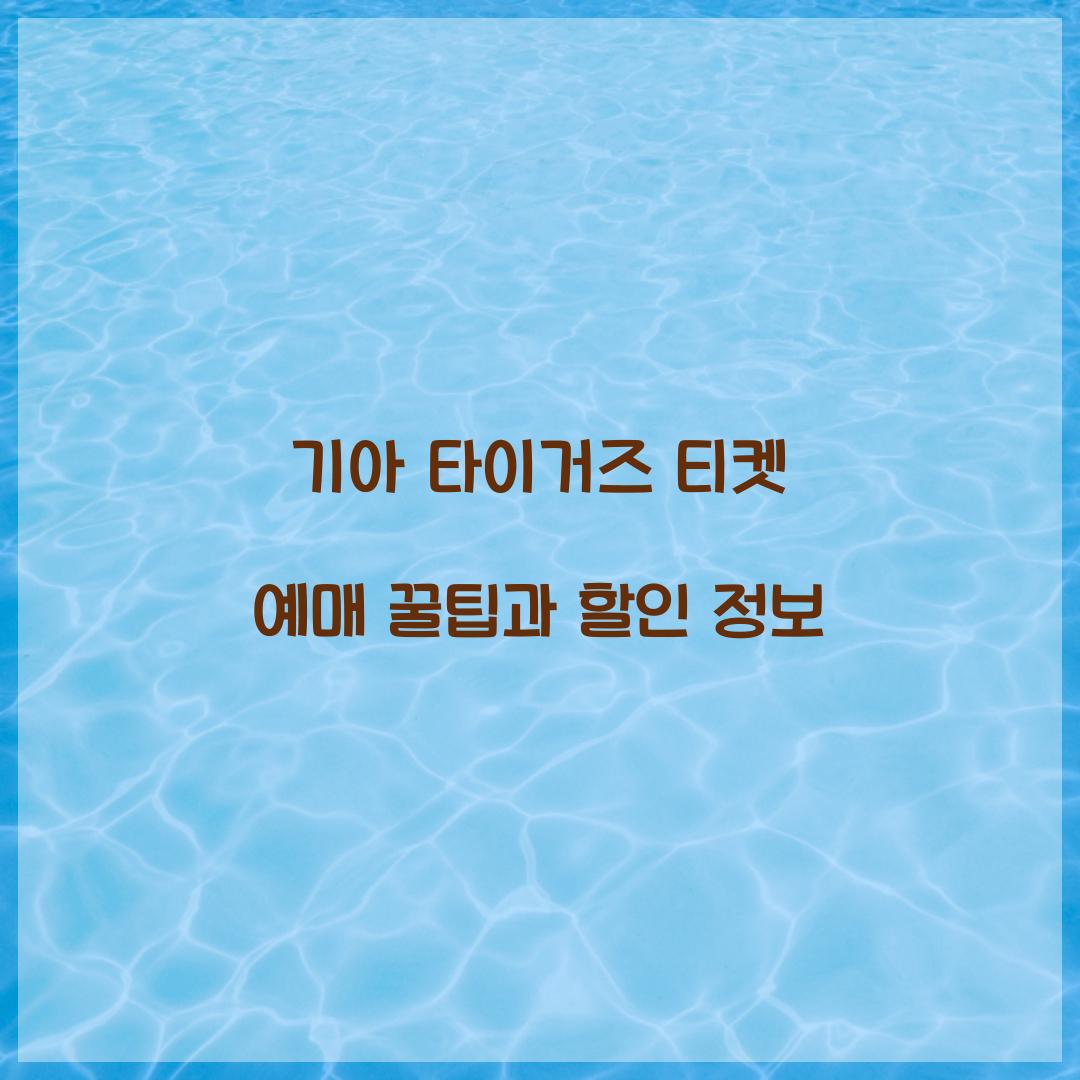 기아 타이거즈 티켓 예매